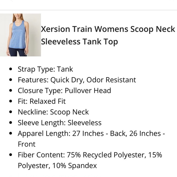 Xersion Women’s Blue Active Everair Scoop Neck Sleeveless Tank Top Size M XL XXL - Picture 4 of 11